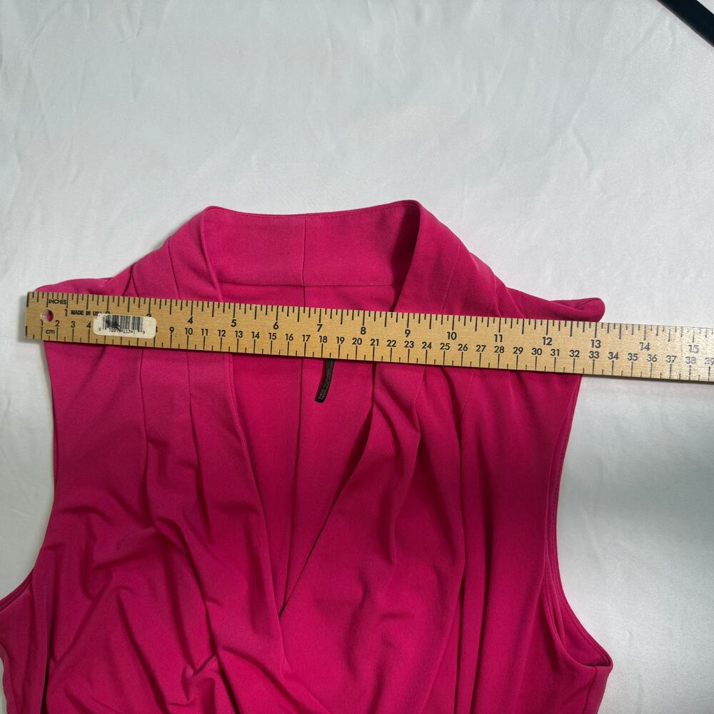 DONNA KARAN Barbie‑Pink Faux Wrap Dress With Matte Gold Buckle No Size Maybe XS - Picture 7 of 16